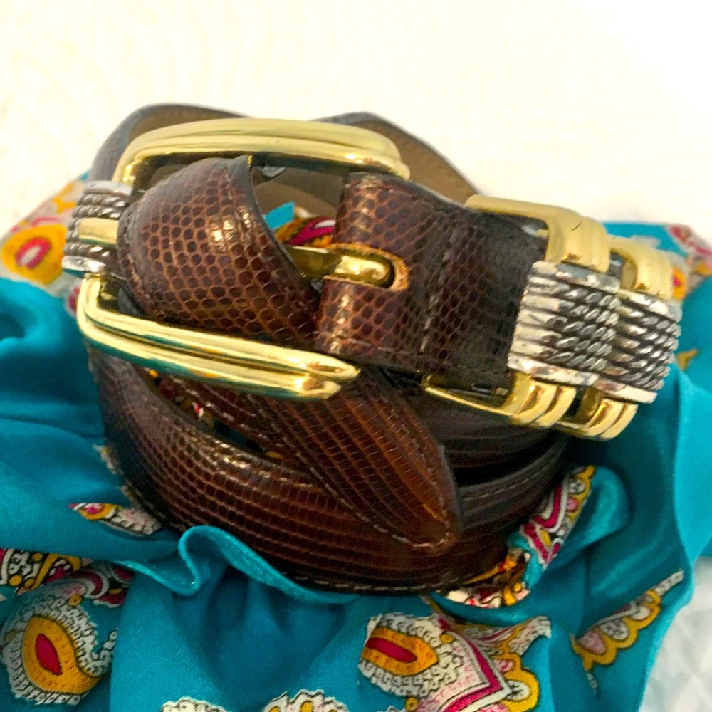 Vintage Brighton Brown Embossed Leather Belt